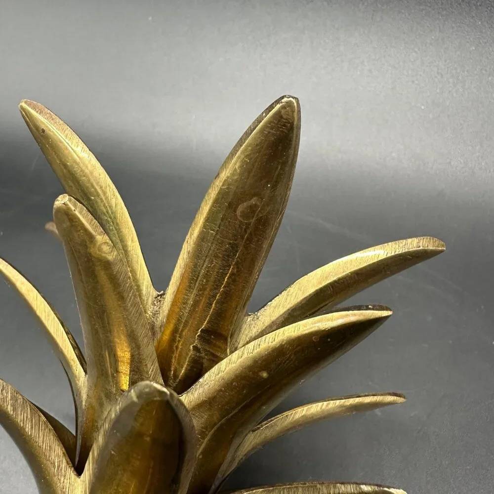 Vintage Brass Pineapple Candlestick Holder Statue Paw Feet Tropical Fruit Decor